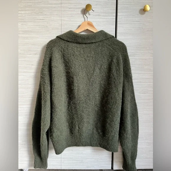 Everlane Alpaca Waffle Knit Sweater in Dark Olive - Picture 2 of 2